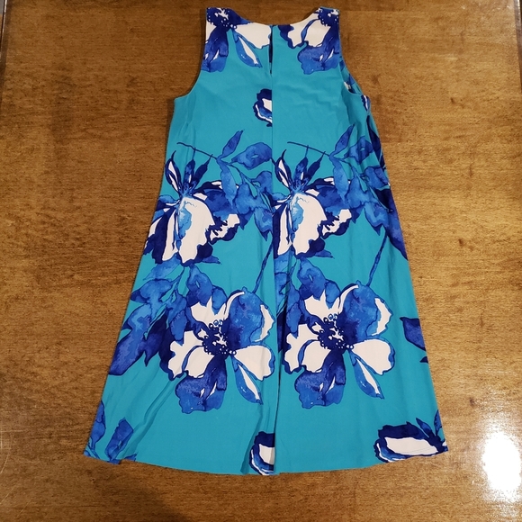 Lauren Ralph Lauren Blue Floral Draper Aline Spring Summer Sleeveless Dress Sz 6 - Picture 5 of 7